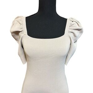 Elegant Cream Puff Sleeve Blouse